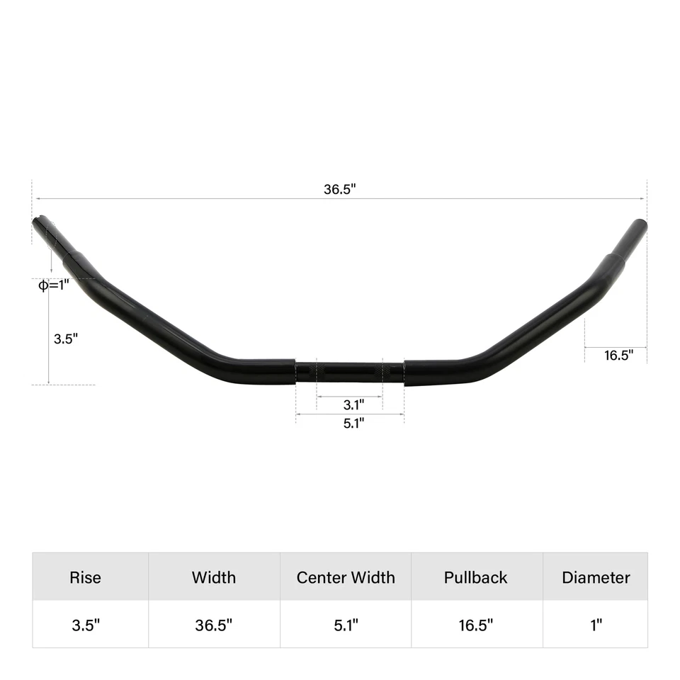 Manillar de barras de grasa negro satinado de 1 1/4" 1,25" para Harley Road King Sportster Foto 4 de 4