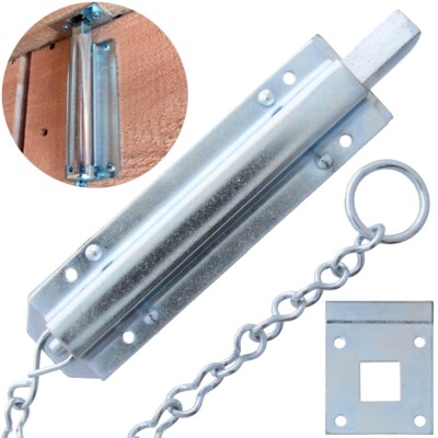 18" LONG PULL CHAIN GATE LOCK Spring Loaded Sprung Garage ...