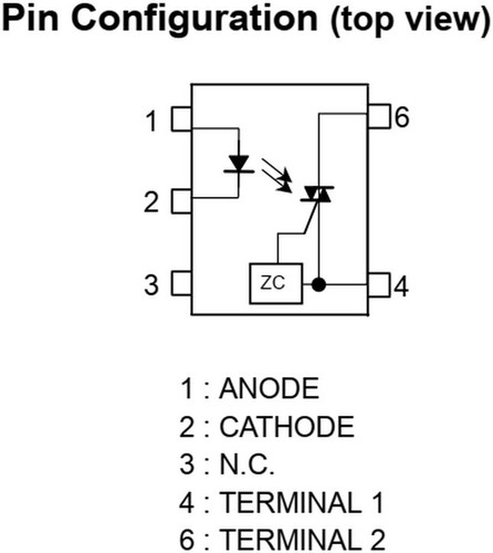 1 PC. Fotoacoplador GaAs rojo y foto TLP561-G−Triac Toshiba - Imagen 3 de 5