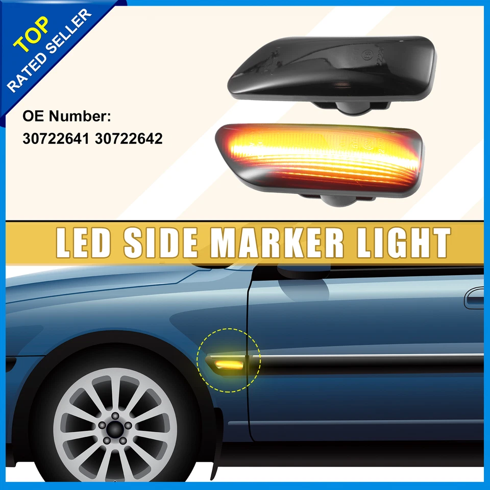 Pack de 2 para Volvo S60 Luz Ámbar Negra Luz LED Delantera Lateral Marcadora 30722641 Foto 2 de 4