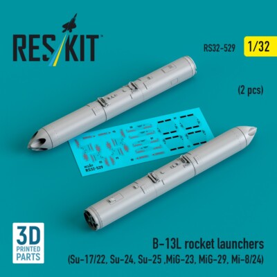 1/32 Reskit RS32-0529 B-13L rocket launchers (2 pcs) (Su-17/22, Su-24, Su-25 ,Mi