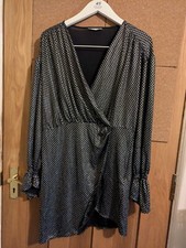 Zara Mini Dress Metallic Bell Sleeves Metallic Women’s S