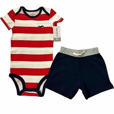 Carter's Baby Boys Bodysuit and Shorts Outfit Set Size 12-24M Red-Blue