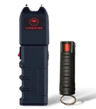 VIPERTEK Stun Gun 700 BV Rechargeable - LED Light + Keyring Pepper Spray