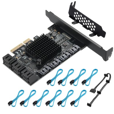 PCIE 4X SATA Card 10 Ports,with 10 SATA Cables and Low Profile Bracket, PCIE ...