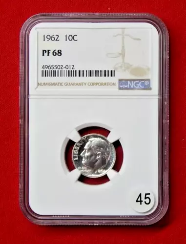 1962 Roosevelt Silver Dime NGC PF68 - Free USA Shipping