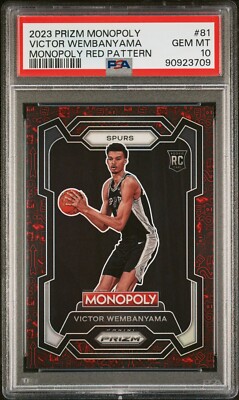 2023 Victor Wembanyama RC Prizm Monopoly Red Pattern #81 PSA 10