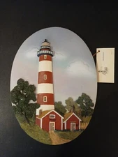Assateague Va Lighthouse Wall Hanging Art 3D Resin Plaque History on Hang Tag