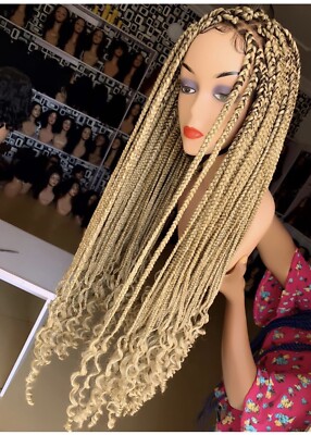 braided wig: Full Lace handmade Jumbo Box Braid  wig.  PREORDER 3-4 Weeks