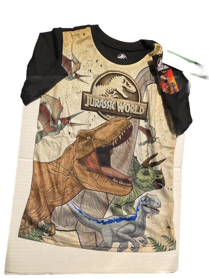 Vellón manga corta Jurassic World Boys 8 3 piezas. Juego de pijama nuevo con etiquetas Foto 2 de 4
