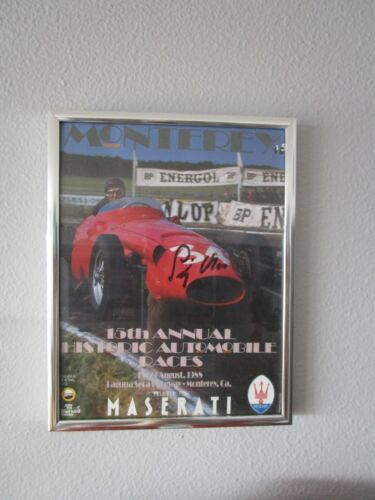 Programme de courses historiques encadré de Monterey signé Stirling Moss Maserati Laguna Seca