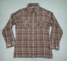 Vintage Levis Shirt Mens M Plaid Long Sleeve Button Up Big E White Tab 1970s