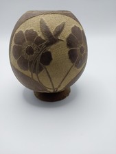 Hand Carved Gourd With Flowers And Hummingbirds EUC