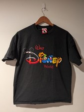 Vintage Disney World Spell Out Shirt Mens L Mickey Inc Character Logo Black Tee
