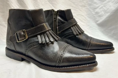 Bed Stu Dipper Leather Side Zip Ankle Boots Kiltie Buckle Detail Women's Size 6 - Image 1 of 4