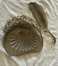 Antique RARE Victorian Brass Silent Butler Crumb Catcher Dustpan and Scoop