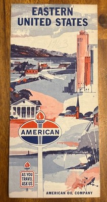 1963 American Oil Company Rand McNally Eastern United States Road Map 25  x 36 