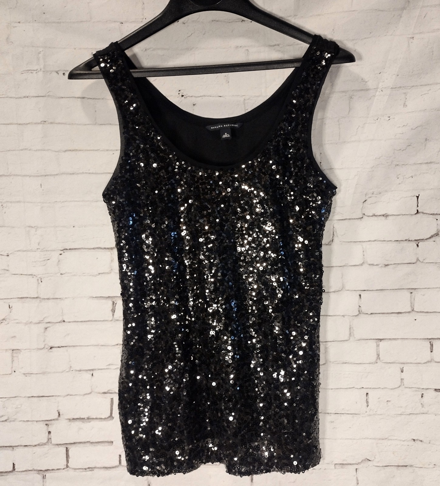 Banana Republic Black Sequin Lined Tank Top Womens Size S