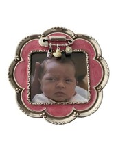 Brighton Pink Baby Love Flower Frame Picture Enamel Silver Tone Charms