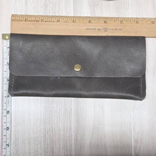 Borsa in pelle blu fatta a mano con portafoglio abbinato - Foto 11 di 13