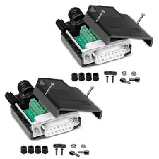 2Pcs DB15 Solderless Female RS232 D-SUB Serial Adapters 16mm thinner 15 Pin P...