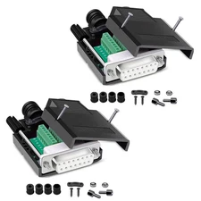 2Pcs DB15 Solderless Female RS232 D-SUB Serial Adapters 16mm thinner 15 Pin P...