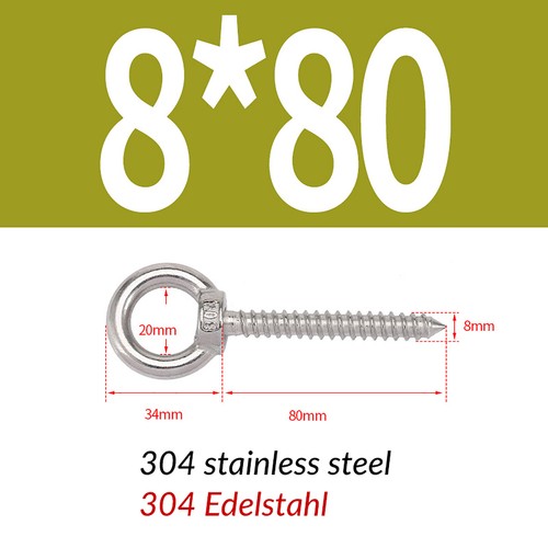 Bullone ad occhio di sollevamento in acciaio inox vite filettata per legno A2 304 grado marino 4mm-12mm - Foto 38 di 52