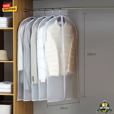 3 pcs Transparent Garment Dust Cover with Zipper for Dresses Suits Coats Storage