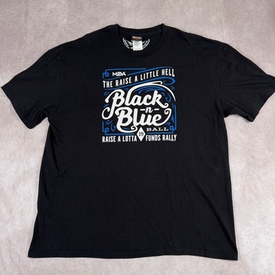 Harley Davidson MDA Black n Blue Ball Biker Graphic T-Shirt 2XL Black Short