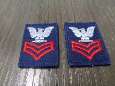 USN NAVY USN NAVY BLUE PATCH SET COVERAL E6 DEVICE PETTY OFFICER  USGI  USED