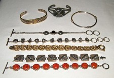 Vintage 8Pc STERLING SILVER 925 BRACELETS JEWELRY LOT 160g~Italy~Israel~Aryo~Nye