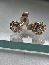 9ct Yellow Gold Diamond  Stud Small Earrings