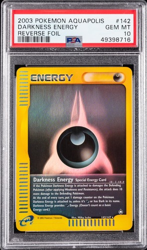 2003 POKEMON AQUAPOLIS #142 DARKNESS ENERGY-REVERSE FOIL PSA 10