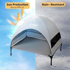 Outdoor Dog Bed with Canopy, Cooling Elevated Pet Cot with Removable Shade