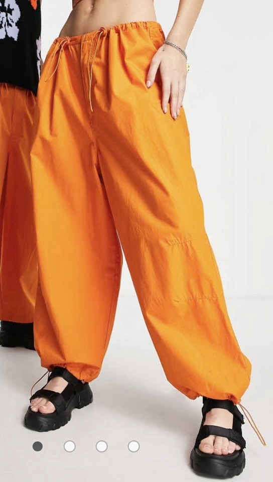 ASOS Collusion Parachute Trousers In Orange. Size XL