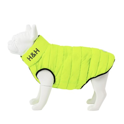 Reversible Dog Coat Puffer Jacket Warm Winter Padded Dog Vest, Green & Navy, M45
