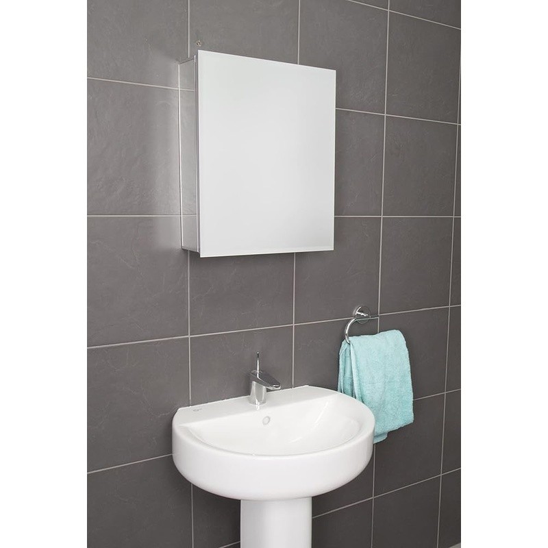 Hang N Lock Bathroom Medicine Cabinet Adjustable Shelves Mirror Bevelled Edge US