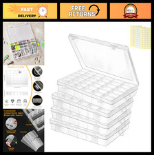Clear Plastic Organizer Box with 36 Large Grids  Adjustable Dividers - 4 Pack C