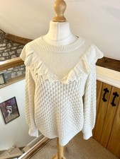 And/Or Evelyn Frill Knit Jumper Cream Size 14 BNWT RRP  59