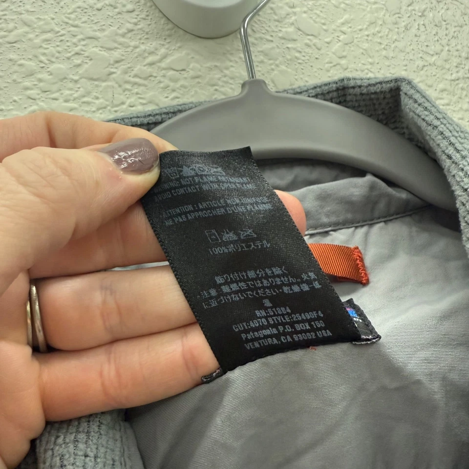 Patagonia Kamuela Grid 灰色抓绒纽扣长袖衬衫 25490 男式 XXL — 第 4/4 张图片