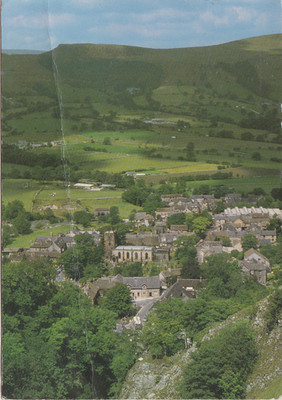 Castleton Derbyshire Postkarte verschickt 1987 geknickt