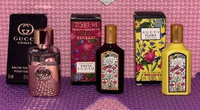 LOT OF 3 NEW Gucci Mini Perfume .16 fl oz each   *ORCHID, GARDENIA, GUILTY*