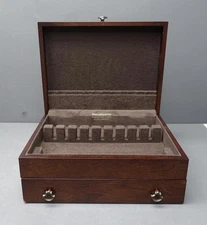 REED & BARTON Mahogany Tarnish Resistant Flatware Chest w/ Drawer/Handles USA