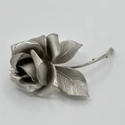 Vintage Giovanni Brooch Pin Rose Flower Silver Tone Vintage Costume Jewelry