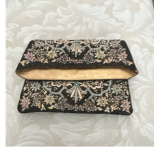 Vintage Zardozi Floral Beaded Embroidered Women s Evening Clutch Purse