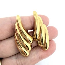 Orecchini a costine tono oro YSL anni 80 Yves Saint Laurent firmati gioielli vintage