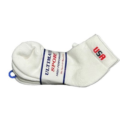 Vintage Socks USA Theme Ultimate Sport High Performance 3 Pack Shoe Size 4-10