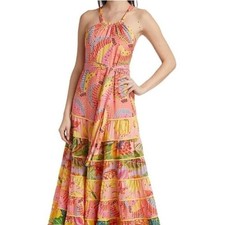 Farm Rio Women's Mixed Prints Tiered Maxi Dress - Size Medium