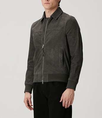 Gray Suede Leather Jacket Men Bomber/Flight Size XS S M L XL XXL Custom Made