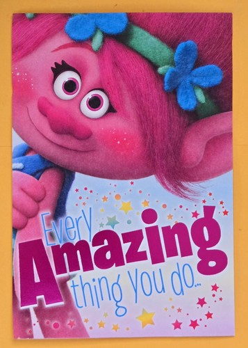 DreamWorks Trolls Birthday Greeting Card (+ Envelope 5x7") - Afbeelding 1 van 4
